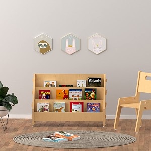 xampy furniture for growth ochre olive book rack - l 1 year amp above  eco-friendly wooden book shelfrack for kids room  floor standing diy  children reading stylish books storage  non toxic polish  natural