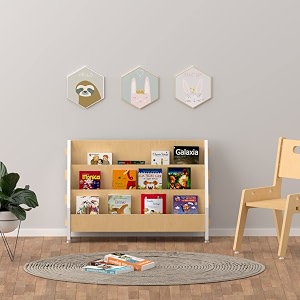 xampy furniture for growth ochre olive book rack - l 1 year amp above  wooden kids bookshelf  eco-friendly book organizer  birch plywood  open shelf rack for kids bedroom living room  easy assemble  white