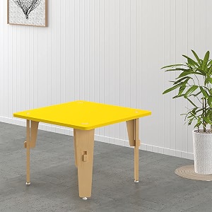 xampy furniture for growth wooden kids table 6 months to 3 years  montessori inspired 2 seater table for study amp activity  sustainable birch ply wood non toxic paint amp polish  durable modern easy to assemble  ideal for homes amp preschools yellow