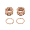 X AUTOHAUX 13mm Inner Dia Copper Crush Washers Flat Sealing Rings 20pcs