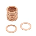 X AUTOHAUX 13mm Inner Dia Copper Crush Washers Flat Car Sealing Gaskets Rings 20pcs