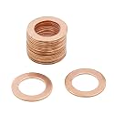 X AUTOHAUX 15mm Inner Diameter Copper Washers Flat Sealing Gaskets 20pcs