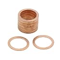 X AUTOHAUX 18mm Inner Dia Copper Crush Washers Flat Sealing Gaskets 20pcs
