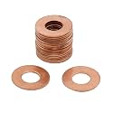 X AUTOHAUX 20pcs 10mm Inner Dia Copper Washers Flat Sealing Gasket Ring