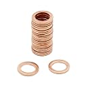 X AUTOHAUX 20pcs 7mm Inner Diameter Copper Washers Flat Sealing Gaskets Rings