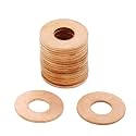 X AUTOHAUX 20pcs 7mm Inner Diameter Copper Washers Flat Sealing Gasket Ring