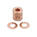 X AUTOHAUX 20pcs 9mm Inner Dia Copper Washers Flat Sealing Gaskets Ring for Car
