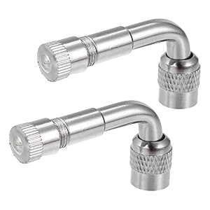 x autohaux 2pcs copper nickel plated tyre valve extension adaptor 90 degrees stem extenders caps for cars trucks motorcycles bikes scooters universal extenders