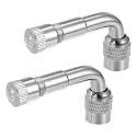 X AUTOHAUX 2Pcs Copper Nickel Plated Tyre Valve Extension Adaptor 90 Degrees Stem Extenders Caps for Cars Trucks Motorcycles Bikes Scooters Universal Extenders