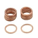 X AUTOHAUX Copper Crush Washers Flat Sealing Gaskets 14 x 18mm 20pcs