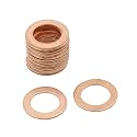 X AUTOHAUX M14 x 21.5mm x 1mm Copper Washers Flat Car Sealing Gaskets Plate Rings 20pcs