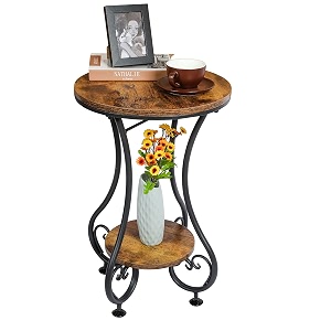 x-cosrack end table round side table for small spaces coffee tea table nightstand home decor for living room balcony bedroom officerustic brown amp black157534 l x 157534 w x 24034 h