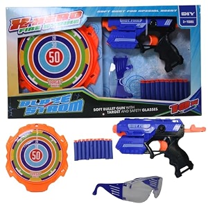 x hero gun with realistic firing action lights amp sound blaster toy with quick-release feature  soft bullet blaster  safe amp fun action toy for kids  battery operated shooting playset