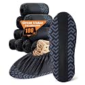 X-Large 100 Pcs Shoe Covers Disposable Non-Slip, Breathable Shoe Covers for Indoors, Slip-resistant, Durable, Non-Woven Booties for Shoes Covers,Stretchable Fits Up To13 US Men,Black