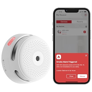 x-sense smart smoke detector fire alarm with replaceable battery wi-fi smoke detector app notifications with optional 247 professional monitoring service xs01-wx 1-pack