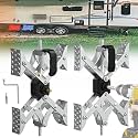 X-Shaped Wheel Chocks for Travel Trailer【Allow Drill Adjust】 RV Stabilizers X chocks Camper Wheel Chock for Travel Trailers RV Accessories Wrench Adjustable 3"-11.5" （2 Pack） White