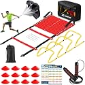 X-UMEUS Agility Ladder Speed Training Equipment Set-20ft Agility Ladder,12 Soccer Cones,4 Hurdles, Jump Rope, Running Parachute| Basketball Football Soccer Training Equipment for Kids Youth Adults