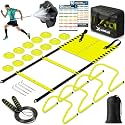 X-UMEUS Agility Ladder Speed Training Equipment Set-20ft Agility Ladder,12 Soccer Cones,4 Hurdles, Jump Rope, Running Parachute| Basketball Football Soccer Training Equipment for Kids Youth Adults
