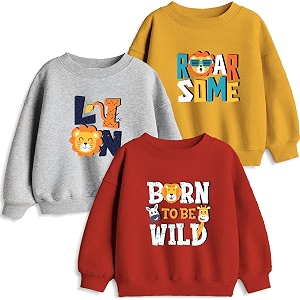 x2o cotton kids sweatshirts with round neck and ribbed full sleeves pack of 2 multicolor