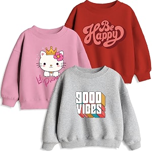 x2o cotton kids sweatshirts with round neck and ribbed full sleeves pack of 2 multicolor