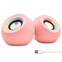 X9 Performance Computer Speakers for Desktop PC with RGB Lighting, Bluetooth, USB, and AUX - Triple Mode Connection, Dual 2.25" Drivers for Work and Play, Bluetooth Desktop Speakers for PC - Pink