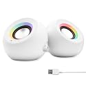 X9 Performance White Computer Speakers with RGB Lighting, Bluetooth, USB, and AUX - Triple Mode Connection, Dual 2.25" Drivers for Work and Play, Bluetooth Desktop Speakers for PC, Monitor - White