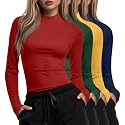 Xaatren 4 Pack Womens Long Sleeve Underscrubs Mock Neck Shirts