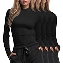 Xaatren 4 Pack Womens Long Sleeve Underscrubs Mock Neck Shirts