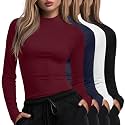 Xaatren 4 Pack Womens Long Sleeve Underscrubs Mock Neck Shirts