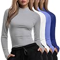 Xaatren 4 Pack Womens Long Sleeve Underscrubs Mock Neck Shirts