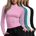 Xaatren 4 Pack Womens Long Sleeve Underscrubs Mock Neck Shirts