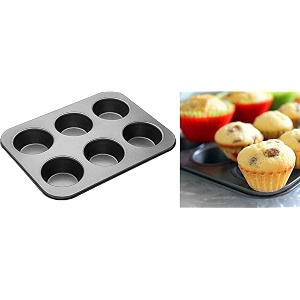 xacton 3-in-1 combo round cake mould 6-slot muffin tray amp 6 paper cup liners - baking supplies for handmade soap biscuit chocolate - multicolour