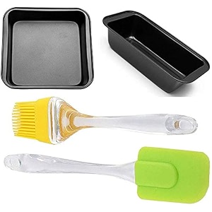 xacton baking mould set with square cake baking pan bread loaf tin silicone pastry brush amp spatula  non-stick bakeware combo for cake bread brownies pastries amp cooking  cake making accessories