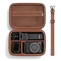 XANAD Hard Travel Case for Sony ZV-1F /ZV-1 /ZV-1 II/Sony RX100 VII VI V IV III Vlog Digital Camera &amp; Vlogger Accessory Kit Tripod(GP-VPT2 BT) and Microphone, with Strap and Mesh Pocket,Brown