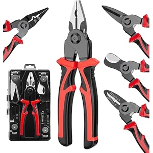 xbey multifunctional wire stripper and cutter crimping tool - wire stripper crimping plier cable cutter multi-purpose wire stripper amp crimping tool red 5 in 1 wire stripper set