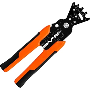 xbey multifunctional wire stripper and cutter crimping tool - wire stripper crimping plier cable cutter multi-purpose wire stripper amp crimping tool orange crown plier