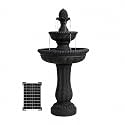 XBrand 39" 2-Tier Outdoor Freestanding Solar Water Fountain - Classic Design Resin Bird Bath with Pump - Ideal for Yard, Lawn and Garden, Porch Décor, Black