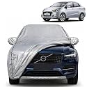 Xcent 100% Waterproof Car Cover | Dustproof Sun Protection Cover | Soft Cotton Lining | Triple Stitched | Mirror Pocket | Antenna Pocket | All Weather Body Cover (Silver with Yellow Piping)