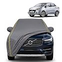 Xcent 100% Waterproof Car Cover | Dustproof Sun Protection Cover | Soft Cotton Lining | Triple Stitched | Mirror Pocket | Antenna Pocket | All Weather Body Cover (Grey with Yellow Piping)