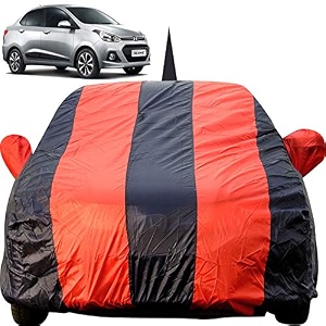 xcent dustproof car cover with mirror amp antenna pockets red blue stripes taffeta polystertriple stitched compatible with hyundai xcent car cover 2014 to 2020 xcent car accessories
