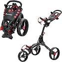 XDriveMax GC408 Folding Golf Push Cart, 3 Wheel Golf Trolley Lightweight Golf Bag Pull Cart Caddy Cart for Golf Clubs and Golf Bag with Cup Holder Scorecard Holder/Storage Compartment(Red) Pack
