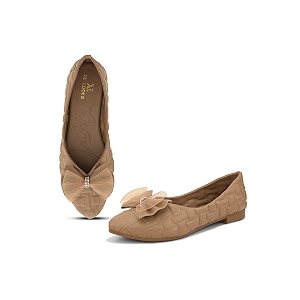 XE Looks Textured Flats with Mesh Bow
