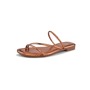 XE Looks Womens Metallic Strappy Flat Sandals