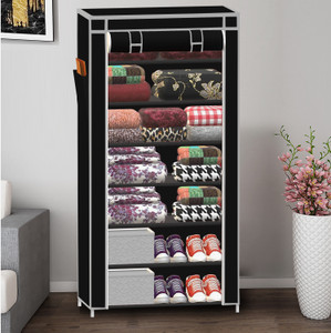 xenabo 7 layer cloth organizer pp collapsible wardrobe finish color - a7 black diydo-it-yourself
