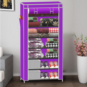 xenabo 7 layer cloth organizer pp collapsible wardrobe finish color - a7 purple diydo-it-yourself