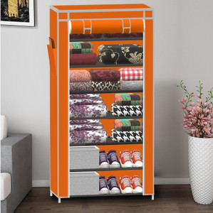 xenabo 7 layer cloth organizer pp collapsible wardrobe finish color - a7 orange diydo-it-yourself