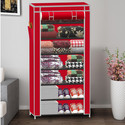 XENABO 7 Layer Cloth Organizer PP Collapsible Wardrobe (Finish Color - A7 Red, DIY(Do-It-Yourself))