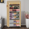 XENABO 7 Layer Cloth Organizer PP Collapsible Wardrobe (Finish Color - A7 Beige, DIY(Do-It-Yourself))