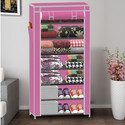 XENABO 7 Layer Cloth Organizer PP Collapsible Wardrobe (Finish Color - A7 Pink, DIY(Do-It-Yourself))