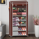 XENABO 7 Layer Cloth Organizer PP Collapsible Wardrobe (Finish Color - A7 Brown, DIY(Do-It-Yourself))